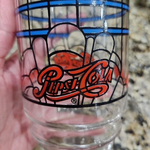 ✨️SET OF 6✨️ 1970s Vintage Pepsi Cola "Stained Glass" 16oz Tumblers - Picture 5 of 7